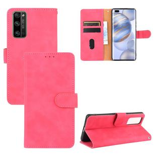 For Huawei Honor 30 Pro Solid Color Skin Feel Magnetic Buckle Horizontal Flip Calf Texture PU Leather Case with Holder & Card Slots & Wallet(Rose Red)