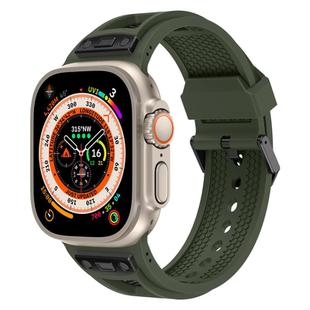 For Apple Watch 46mm / 49mm / 45mm / 44mm Kalebol Honeycomb TPU Black Mesh Strap(Army Green Black Net)
