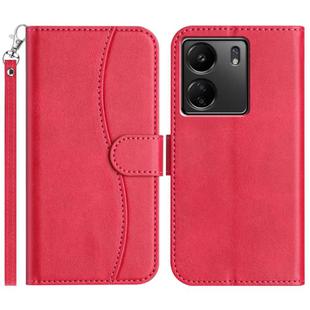 For Redmi 13C 4G Dual-Folded S-shape Leather Phone Case(Rose Red)