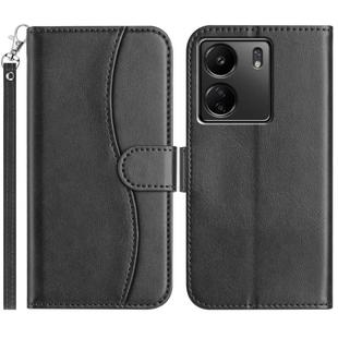 For Redmi 13C 4G Dual-Folded S-shape Leather Phone Case(Black)