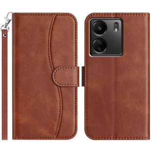For Redmi 13C 4G Dual-Folded S-shape Leather Phone Case(Coffee)