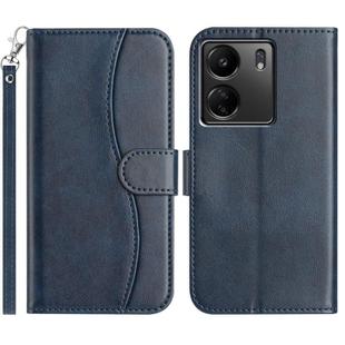 For Redmi 13C 4G Dual-Folded S-shape Leather Phone Case(Navy Blue)