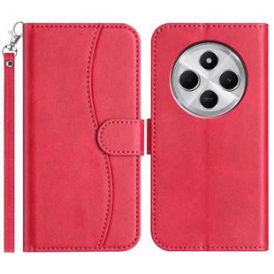 For Redmi 14C 4G Dual-Folded S-shape Leather Phone Case(Rose Red)
