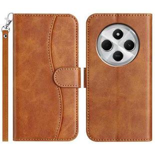 For Redmi 14C 4G Dual-Folded S-shape Leather Phone Case(Brown)