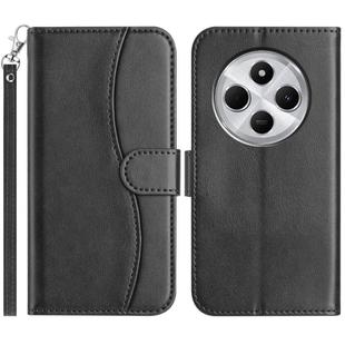 For Redmi 14R 5G Dual-Folded S-shape Leather Phone Case(Black)