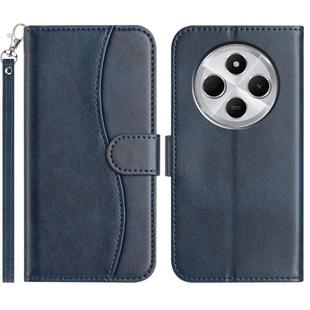 For Redmi 14R 5G Dual-Folded S-shape Leather Phone Case(Navy Blue)