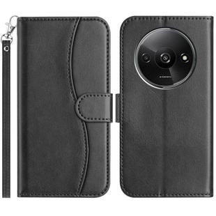 For Redmi A3 / Poco C61 Dual-Folded S-shape Leather Phone Case(Black)