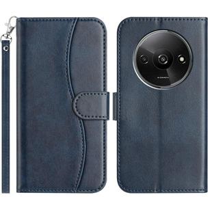 For Redmi A3 / Poco C61 Dual-Folded S-shape Leather Phone Case(Navy Blue)