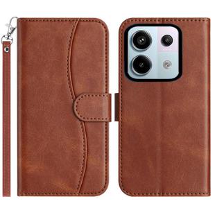 For Redmi Note 13 Pro 5G Dual-Folded S-shape Leather Phone Case(Coffee)