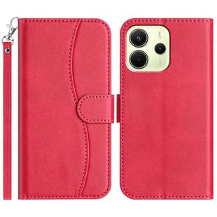 For Redmi Note 14 4G 163.25mm Dual-Folded S-shape Leather Phone Case(Rose Red)