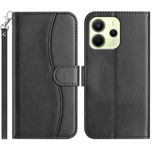 For Redmi Note 14 4G 163.25mm Dual-Folded S-shape Leather Phone Case(Black)