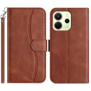 For Redmi Note 14 4G 163.25mm Dual-Folded S-shape Leather Phone Case(Coffee)