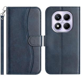For Redmi Note 14 Pro 4G Dual-Folded S-shape Leather Phone Case(Navy Blue)