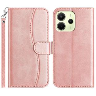 For Redmi Note 14 5G Dual-Folded S-shape Leather Phone Case(Rose Gold)
