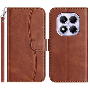 For Redmi Note 14 Pro 5G Dual-Folded S-shape Leather Phone Case(Coffee)
