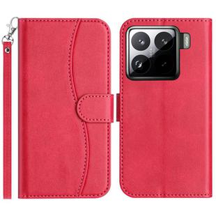 For Xiaomi 15 Dual-Folded S-shape Leather Phone Case(Rose Red)