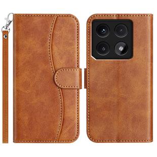 For Xiaomi 14T Dual-Folded S-shape Leather Phone Case(Brown)