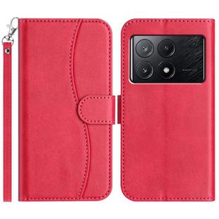 For Xiaomi Poco F6 Pro 5G Dual-Folded S-shape Leather Phone Case(Rose Red)