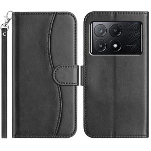 For Xiaomi Poco F6 Pro 5G Dual-Folded S-shape Leather Phone Case(Black)