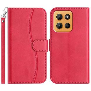 For Motorola Moto G15 Dual-Folded S-shape Leather Phone Case(Rose Red)