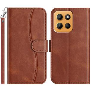 For Motorola Moto G15 Dual-Folded S-shape Leather Phone Case(Coffee)