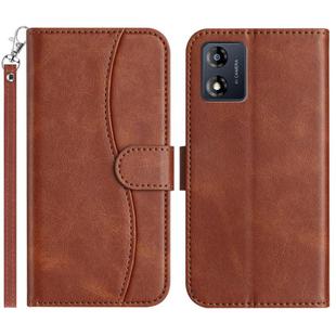 For Motorola Moto E13 Dual-Folded S-shape Leather Phone Case(Coffee)