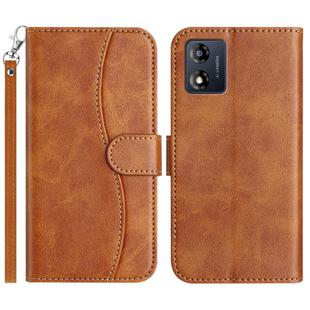For Motorola Moto E13 Dual-Folded S-shape Leather Phone Case(Brown)