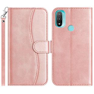 For Motorola Moto E20 / E30 / E40 Dual-Folded S-shape Leather Phone Case(Rose Gold)