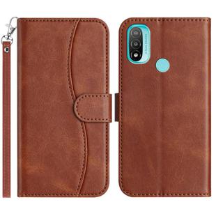 For Motorola Moto E20 / E30 / E40 Dual-Folded S-shape Leather Phone Case(Coffee)