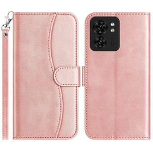 For Motorola Edge 40 Dual-Folded S-shape Leather Phone Case(Rose Gold)