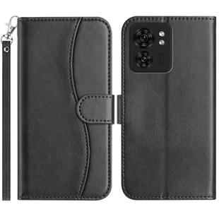 For Motorola Edge 40 Dual-Folded S-shape Leather Phone Case(Black)