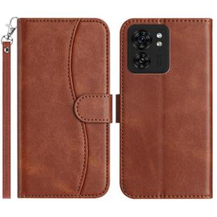 For Motorola Edge 40 Dual-Folded S-shape Leather Phone Case(Coffee)