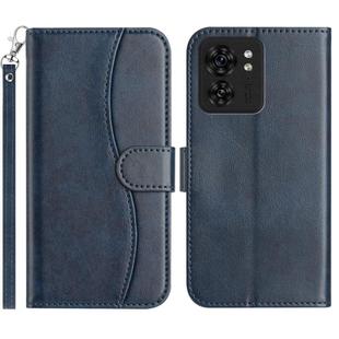For Motorola Edge 40 Dual-Folded S-shape Leather Phone Case(Navy Blue)