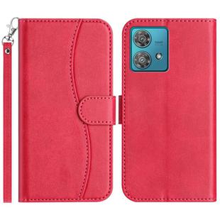 For Motorola Edge 40 Neo Dual-Folded S-shape Leather Phone Case(Rose Red)