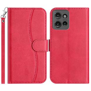 For Motorola Edge 50 Dual-Folded S-shape Leather Phone Case(Rose Red)