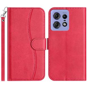 For Motorola Edge 50 Pro Dual-Folded S-shape Leather Phone Case(Rose Red)