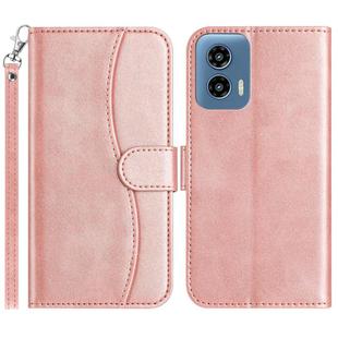 For Motorola Edge 2024 Dual-Folded S-shape Leather Phone Case(Rose Gold)