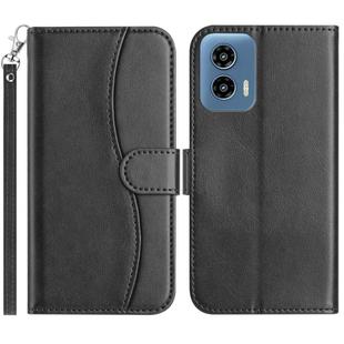 For Motorola Moto G 5G 2024 Dual-Folded S-shape Leather Phone Case(Black)