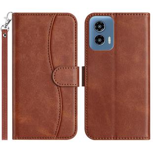 For Motorola Moto G 5G 2024 Dual-Folded S-shape Leather Phone Case(Coffee)