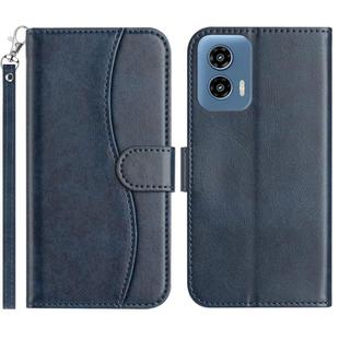 For Motorola Moto G 5G 2024 Dual-Folded S-shape Leather Phone Case(Navy Blue)