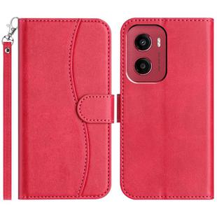 For Motorola Moto G05 Dual-Folded S-shape Leather Phone Case(Rose Red)
