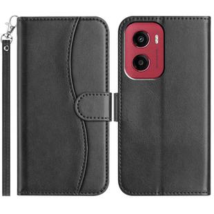 For Motorola Moto G05 Dual-Folded S-shape Leather Phone Case(Black)