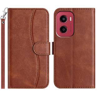 For Motorola Moto G05 Dual-Folded S-shape Leather Phone Case(Coffee)