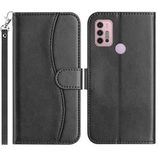 For Motorola Moto G10 / G20 / G30 Dual-Folded S-shape Leather Phone Case(Black)