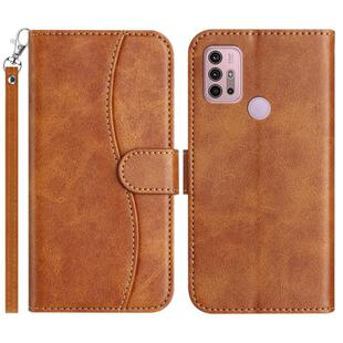 For Motorola Moto G10 / G20 / G30 Dual-Folded S-shape Leather Phone Case(Brown)
