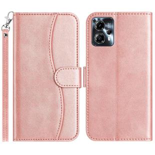 For Motorola Moto G13 Dual-Folded S-shape Leather Phone Case(Rose Gold)