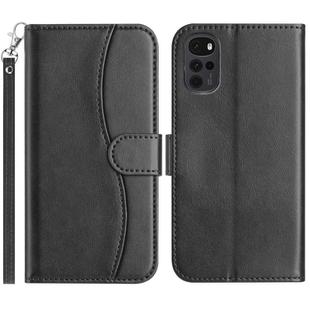For Motorola Moto G22 Dual-Folded S-shape Leather Phone Case(Black)