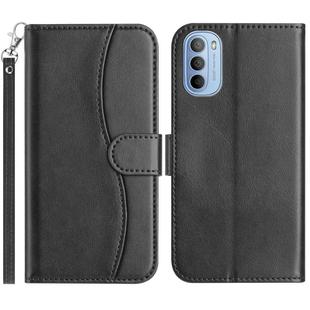 For Motorola Moto G31 / G41 Dual-Folded S-shape Leather Phone Case(Black)