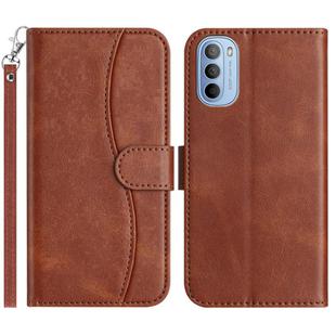 For Motorola Moto G31 / G41 Dual-Folded S-shape Leather Phone Case(Coffee)