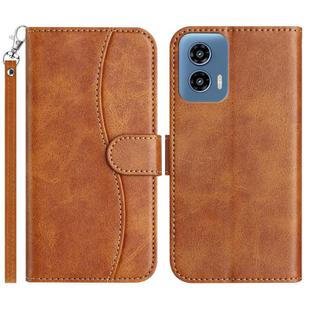 For Motorola Moto G35 Dual-Folded S-shape Leather Phone Case(Brown)